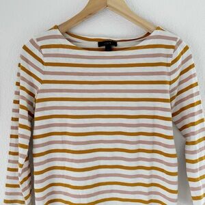 J. Crew Mariner Long Sleeve Top pink and mustard yellow striped